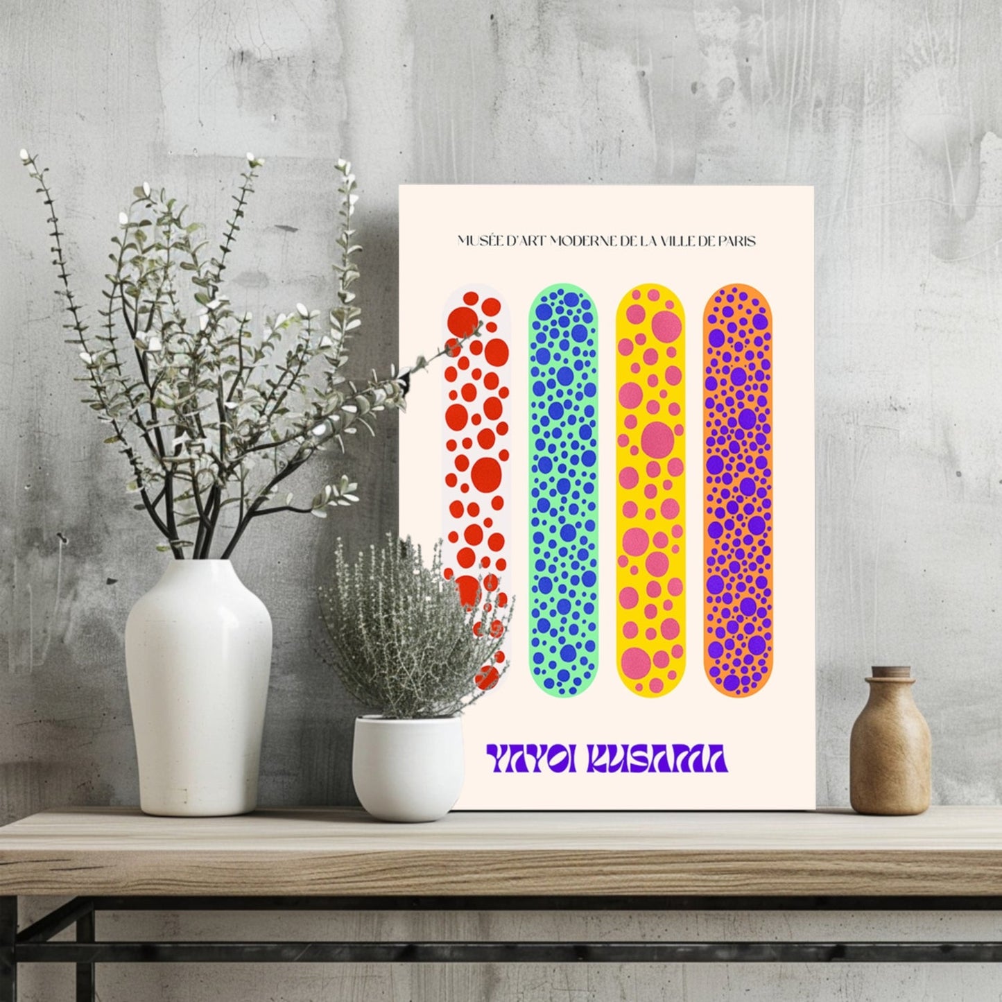 Four Colorful Polka Dot Bars Aluminum Print