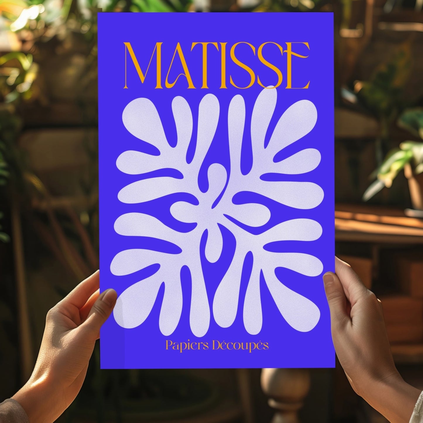 Matisse Cobalt Blue Cut Paper Floral Motif Aluminum Print