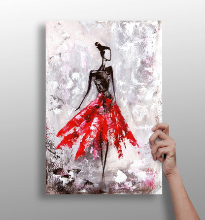 Lady in Red Dress Aluminum Print