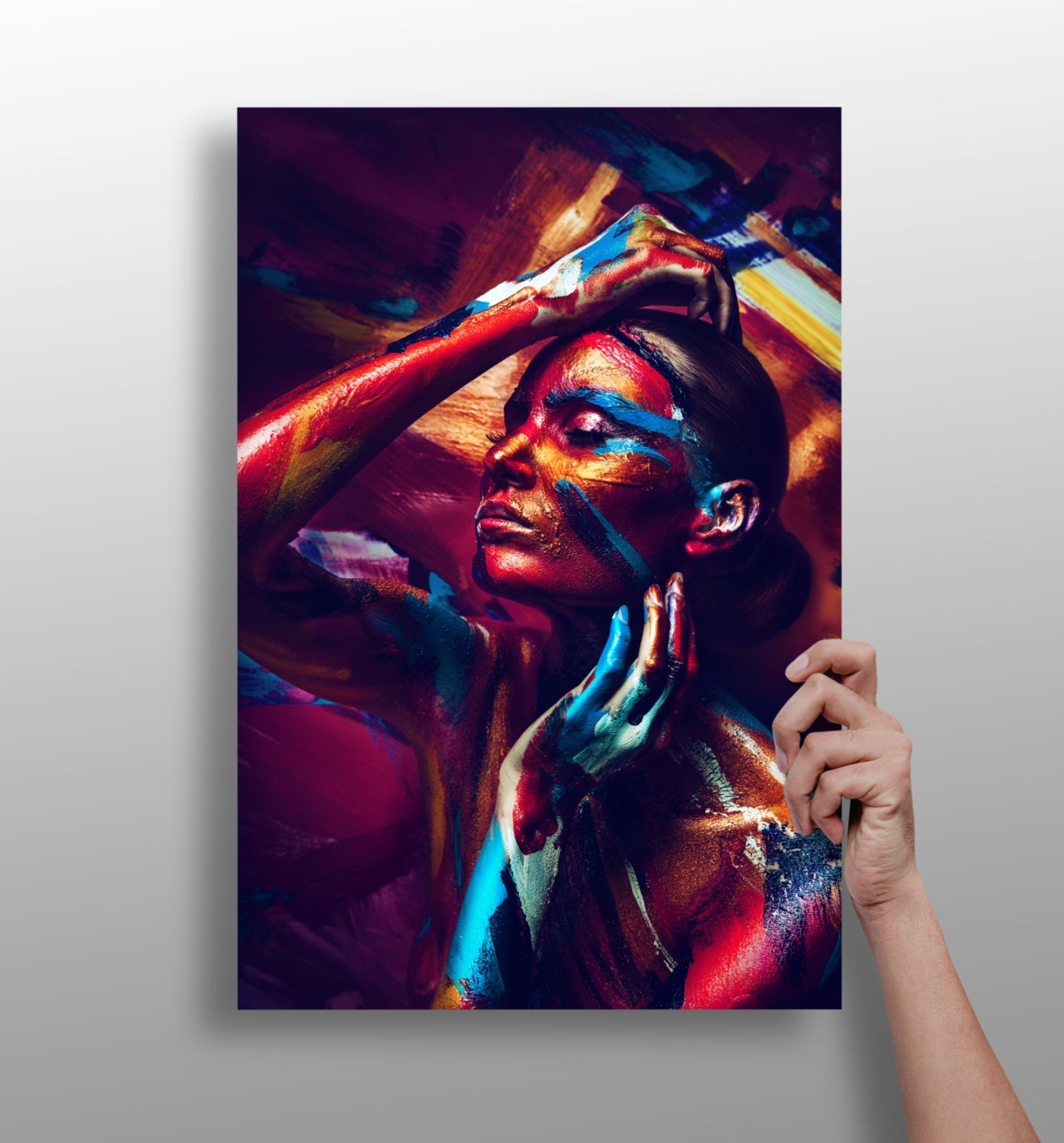 Rainbow Body Paint Woman Aluminum Print