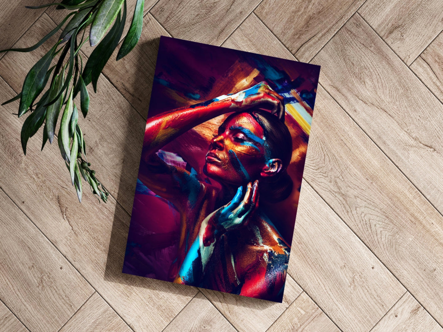 Rainbow Body Paint Woman Aluminum Print