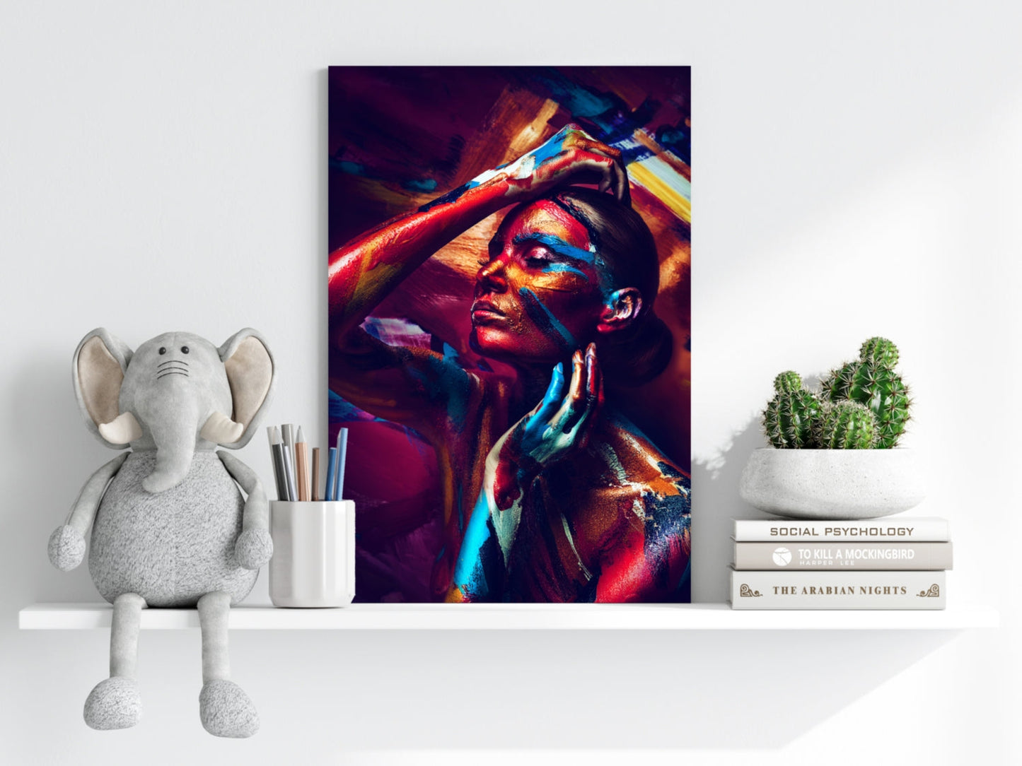 Rainbow Body Paint Woman Aluminum Print