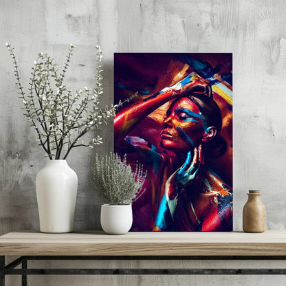 Rainbow Body Paint Woman Aluminum Print