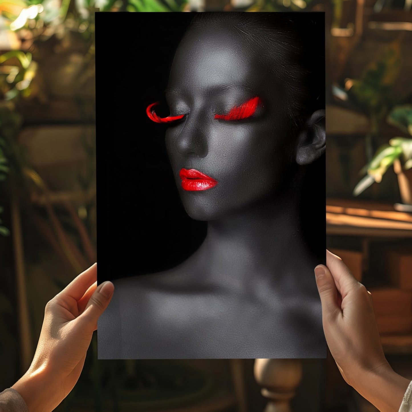Red Lips Grey Skin Aluminum Print