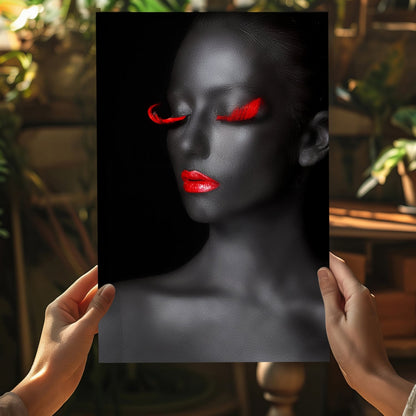 Red Lips Grey Skin Aluminum Print