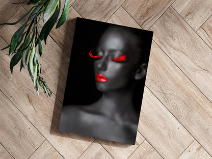 Red Lips Grey Skin Aluminum Print