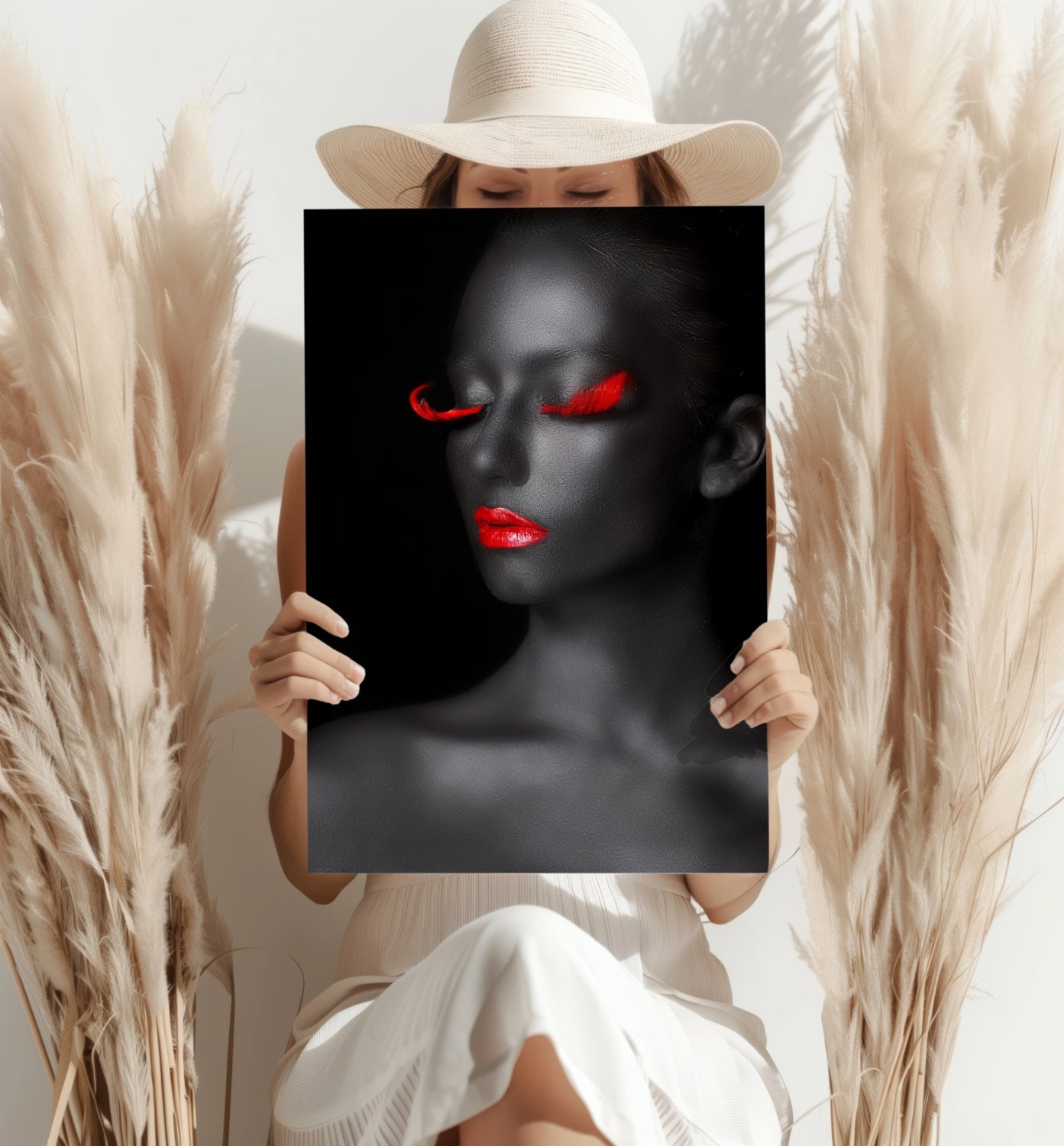 Red Lips Grey Skin Aluminum Print