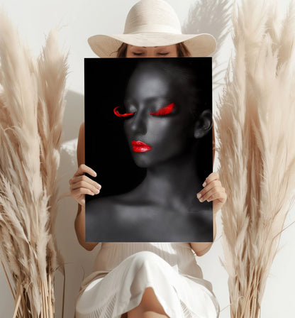 Red Lips Grey Skin Aluminum Print