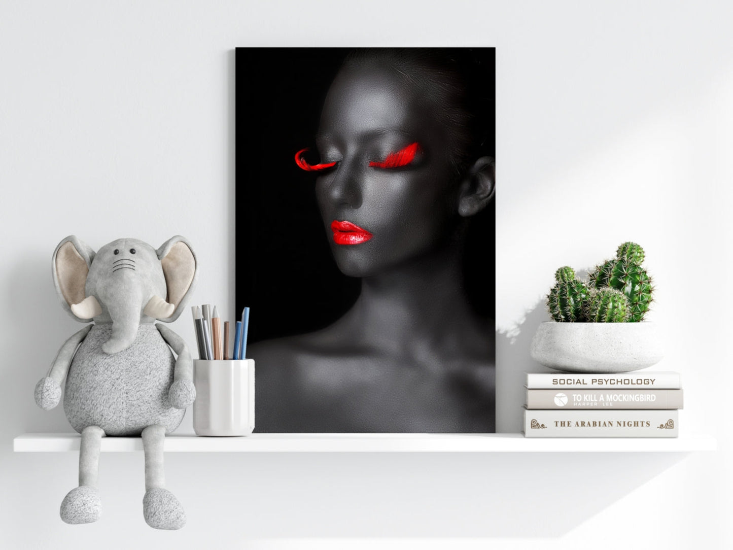 Red Lips Grey Skin Aluminum Print