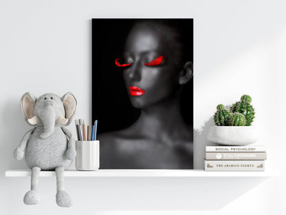 Red Lips Grey Skin Aluminum Print