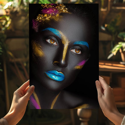 Blue Lips Gold Leaf Aluminum Print