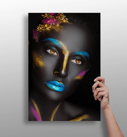 Blue Lips Gold Leaf Aluminum Print