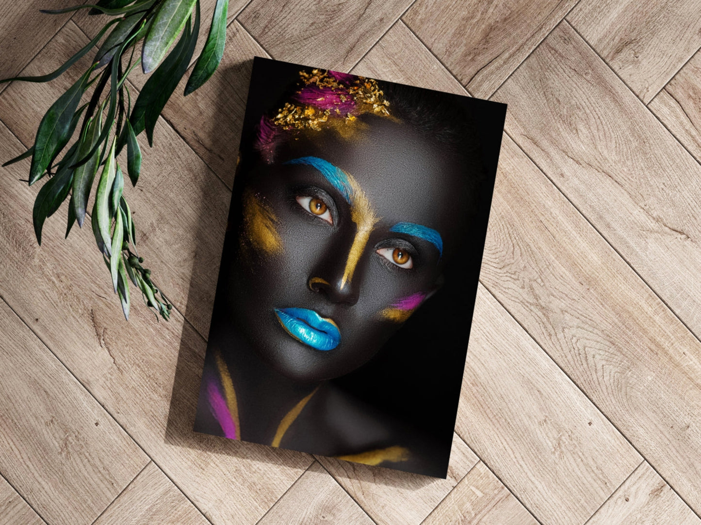 Blue Lips Gold Leaf Aluminum Print