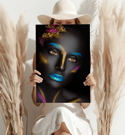 Blue Lips Gold Leaf Aluminum Print