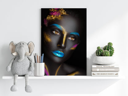 Blue Lips Gold Leaf Aluminum Print
