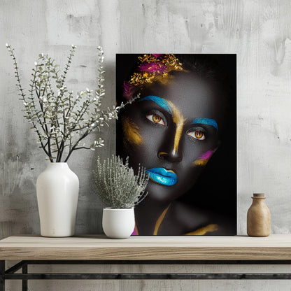 Blue Lips Gold Leaf Aluminum Print