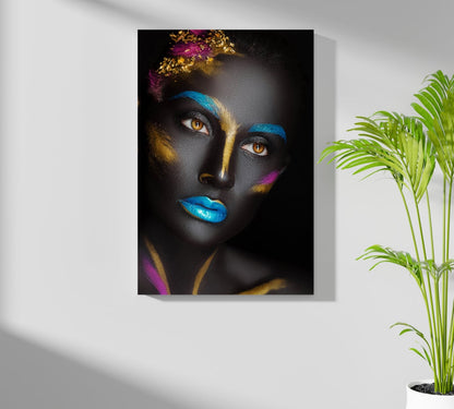 Blue Lips Gold Leaf Aluminum Print
