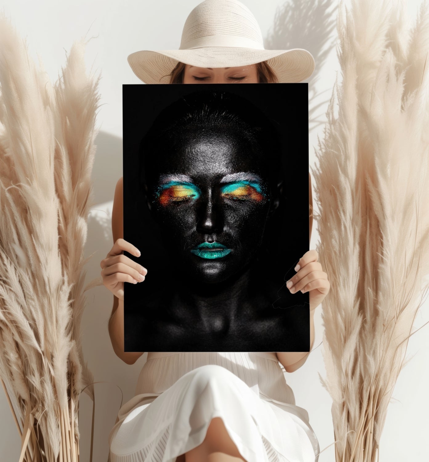 Rainbow Eyeshadow Woman Aluminum Print