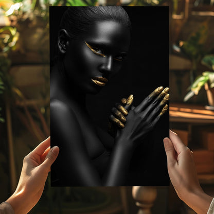 Gold Lips Praying Hands Aluminum Print