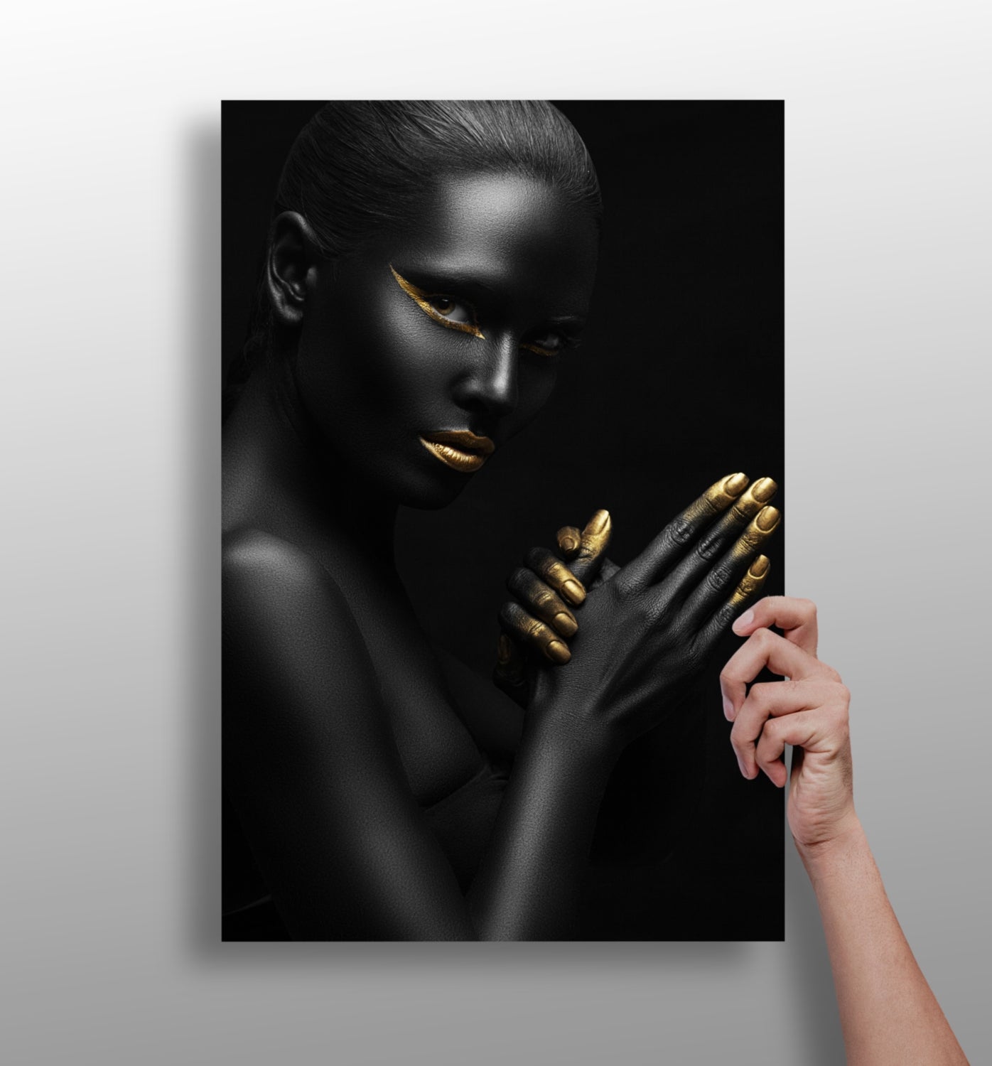 Gold Lips Praying Hands Aluminum Print