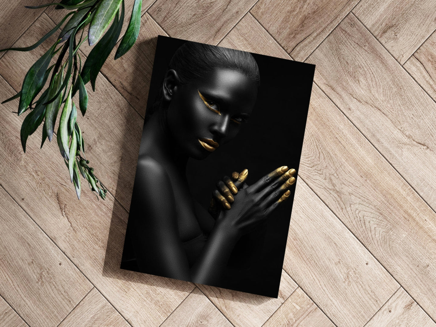 Gold Lips Praying Hands Aluminum Print