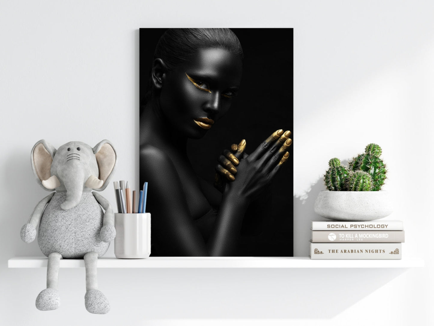 Gold Lips Praying Hands Aluminum Print
