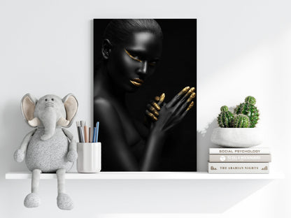 Gold Lips Praying Hands Aluminum Print