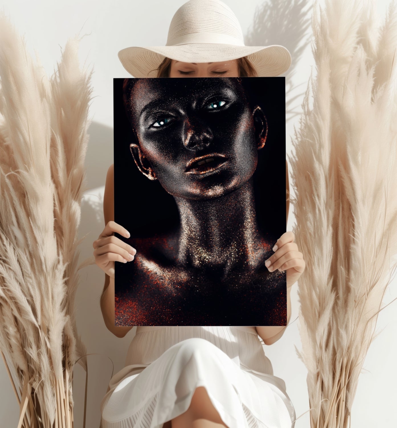 Copper Glitter Woman Aluminum Print