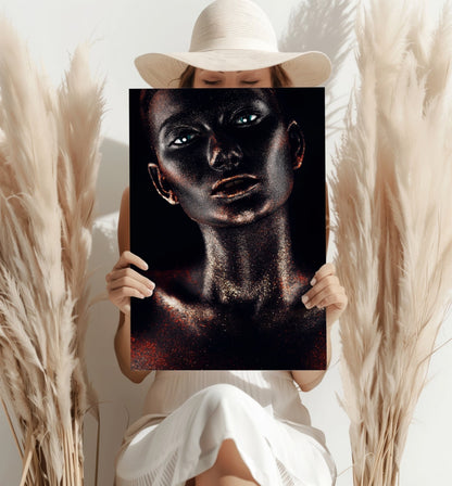 Copper Glitter Woman Aluminum Print