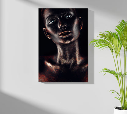 Copper Glitter Woman Aluminum Print
