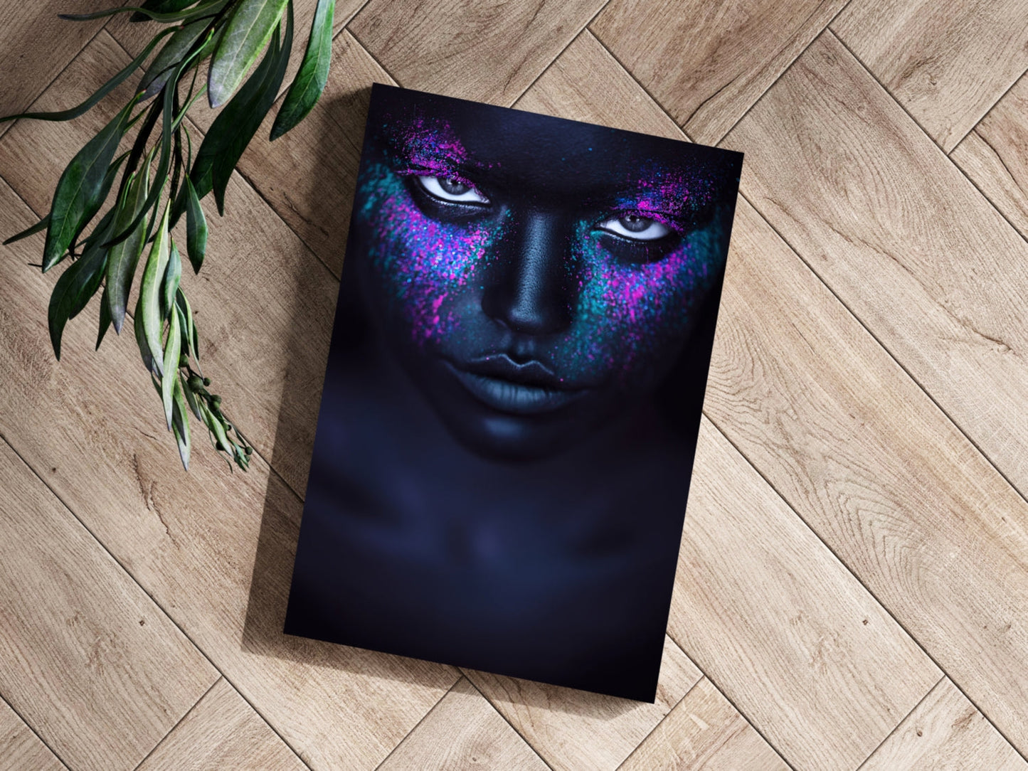 Purple Teal Glitter Aluminum Print