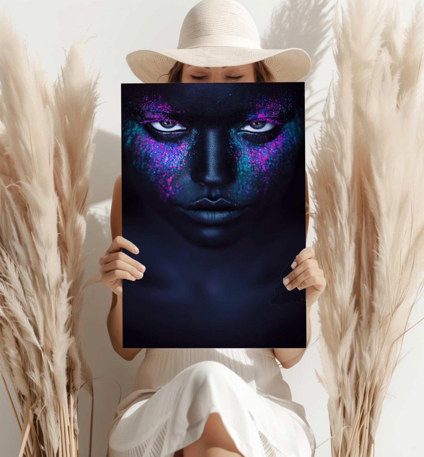 Purple Teal Glitter Aluminum Print