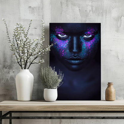 Purple Teal Glitter Aluminum Print