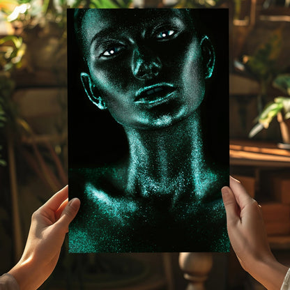Emerald Glitter Woman Aluminum Print