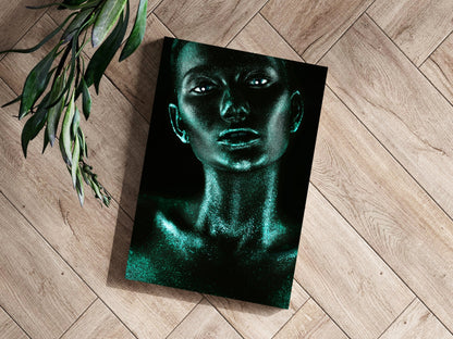 Emerald Glitter Woman Aluminum Print