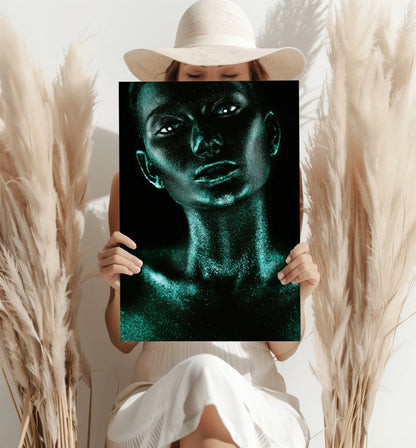Emerald Glitter Woman Aluminum Print