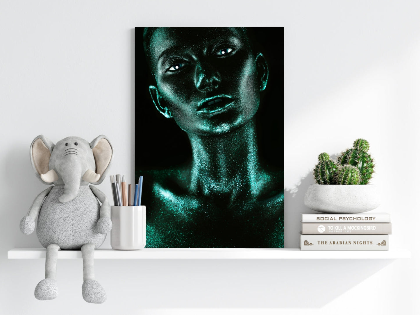 Emerald Glitter Woman Aluminum Print