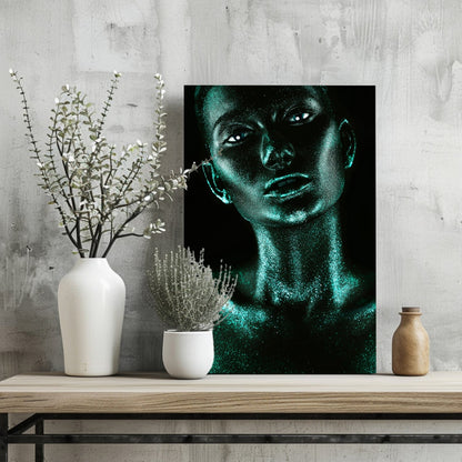 Emerald Glitter Woman Aluminum Print