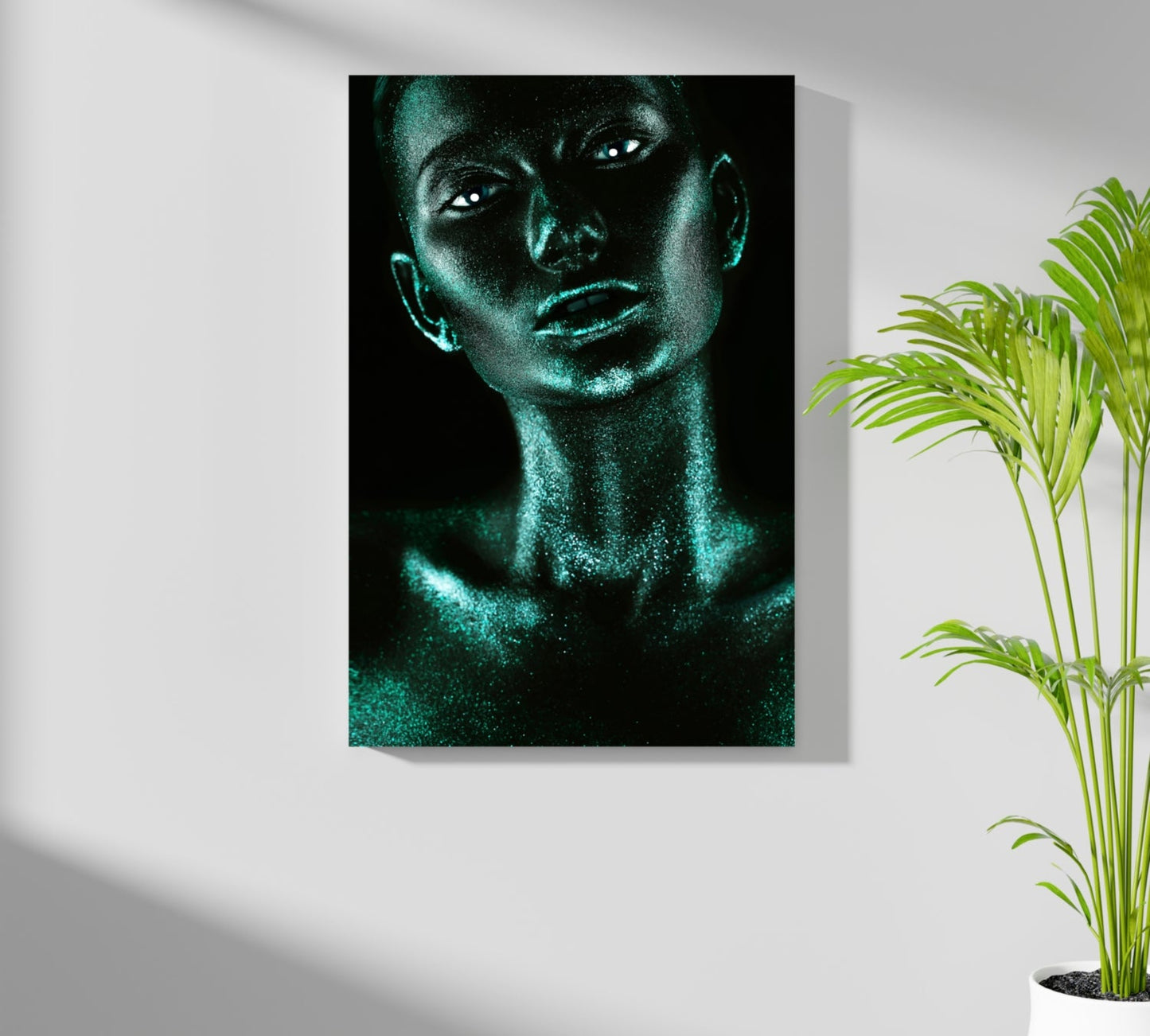 Emerald Glitter Woman Aluminum Print