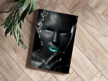 Turquoise Lips Crystals Aluminum Print