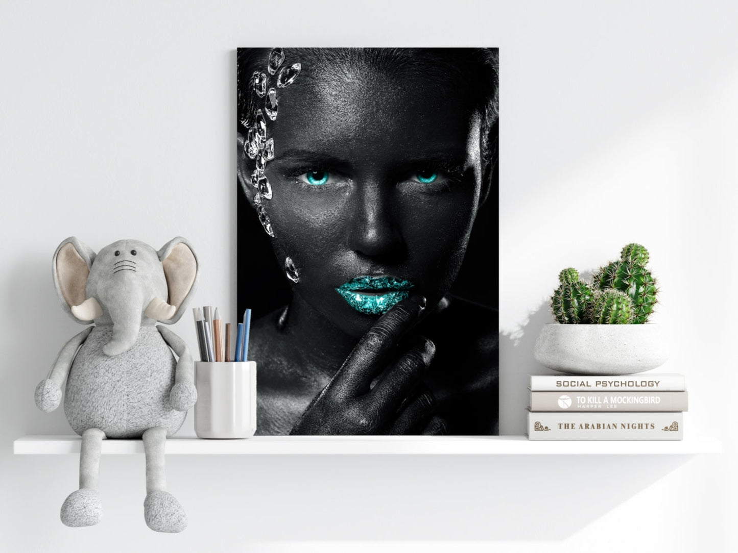 Turquoise Lips Crystals Aluminum Print