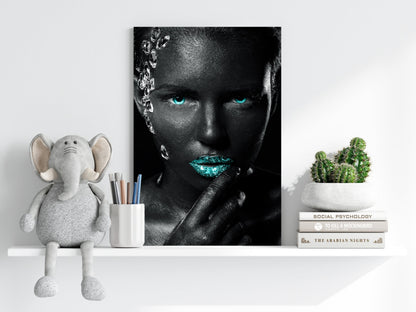 Turquoise Lips Crystals Aluminum Print