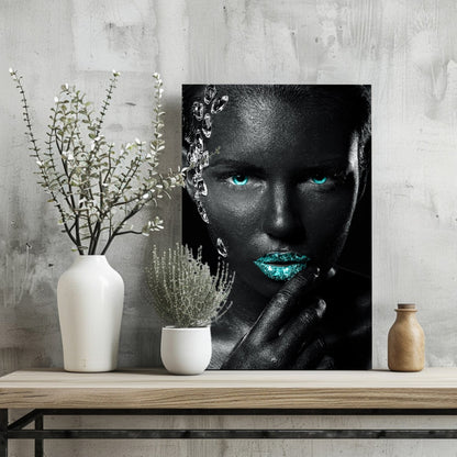 Turquoise Lips Crystals Aluminum Print