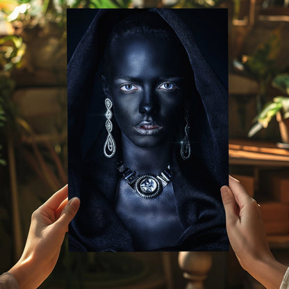 Silver Jewelry Hooded Woman Aluminum Print