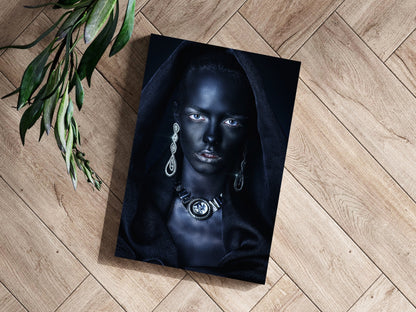 Silver Jewelry Hooded Woman Aluminum Print