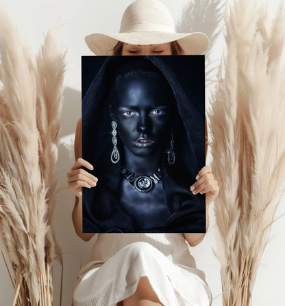 Silver Jewelry Hooded Woman Aluminum Print