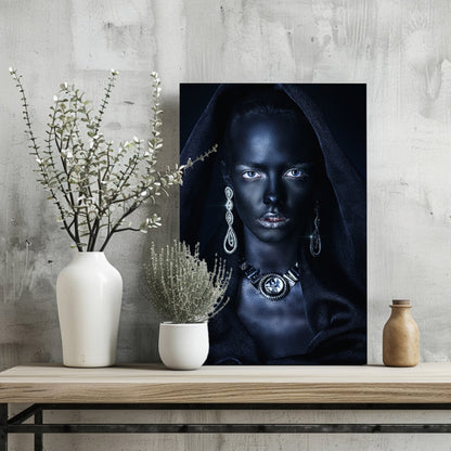 Silver Jewelry Hooded Woman Aluminum Print