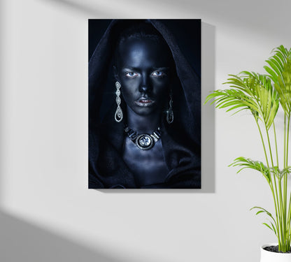 Silver Jewelry Hooded Woman Aluminum Print