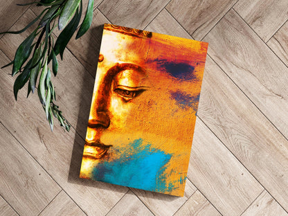 Orange Brushstroke Half Face Buddha Aluminum Print