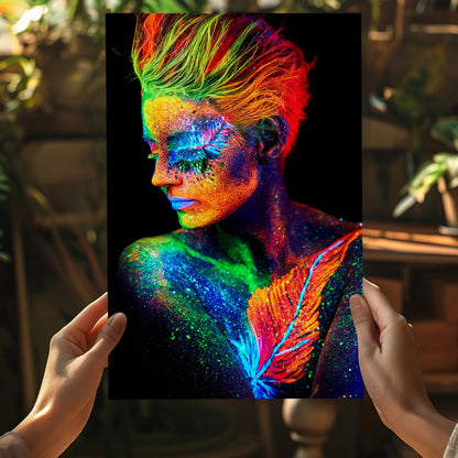 Neon UV Body Paint Aluminum Print